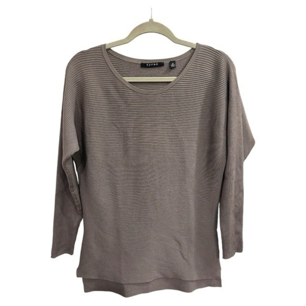 Cyrus Shirt Womens Medium Ribbed Long Sleeve Round Neck Blouse Mauve